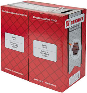 кабель витая пара F/UTP cat.5e ZH нг(А)-HF Rexant 01-0150 - бухта 305 м в упаковке