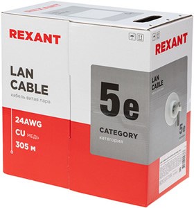 кабель витая пара U/UTP cat.5e ZH нг(А)-HF Rexant 01-0059 - упаковка 305м