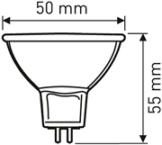 лампа галогенная GU5.3-MR16-50W-12V-CL "Эра" - размеры