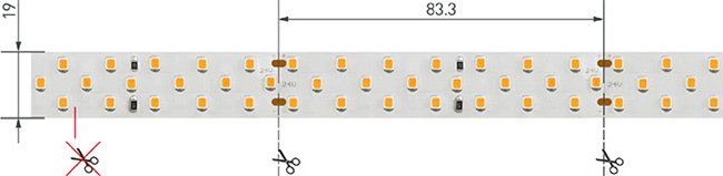 led лента Arlight RT-A252-19mm 24V Day4000 IP20 - правила резки ленты