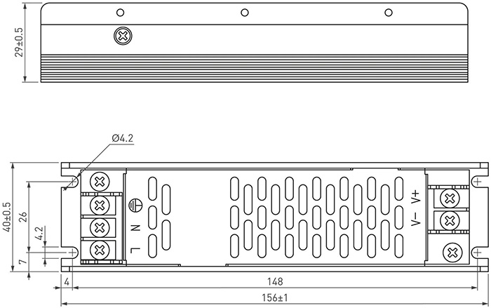 блок питания Arlight HTS-100L-12 - размеры