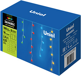 led гирлянда Uniel ULD-E2405-100/DTA Multi IP20 Rainbow - упаковка