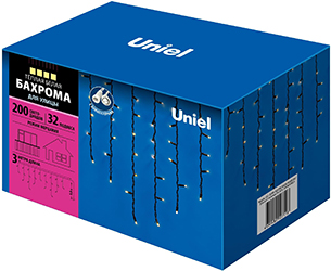 led гирлянда Uniel ULD-B3010-200/TBK Warm White IP67 - упаковка