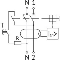 выключатель дифференциального тока (УЗО) ВД1-63 2-полюсный - схема электрическая