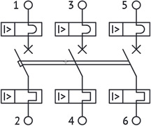 3-полюсный автоматический выключатель BM63 OptiDin КЭАЗ - схема электрическая