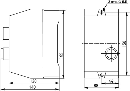 пускатель электромагнитный ПМЛ КЭАЗ на 10-16А в пластиковой оболочке - размеры