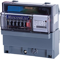 Вид электрического счетчика спереди под углом