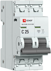выключатель автоматический ВА 47-63N 2P 25А 6кА С EKF - внешний вид