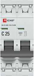выключатель автоматический ВА 47-63N 2P 25А 6кА С EKF - внешний вид