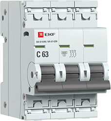 выключатель автоматический ВА 47-63N 3P 63А 6кА С EKF - внешний вид