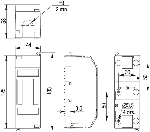 бокс навесной IEK КМПн - размеры