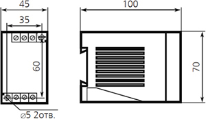 Размер реле времени ВЛ-46М1 (24 - 220 В) на DIN-рейку