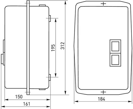 пускатель магнитный КМЭ 40-95А EKF PROxima в металлической оболочке (IP65) - размеры