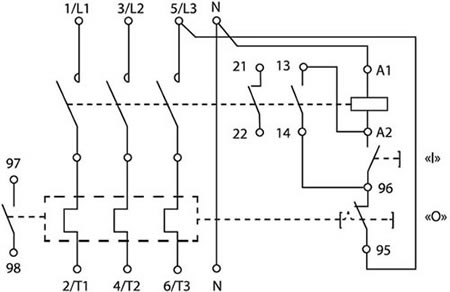 пускатель магнитный КМЭ 40-95А EKF PROxima (IP65) с катушкой управления 230В - схема