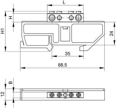 шина N/PE ШНИ IEK на DIN-изоляторе - размеры