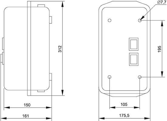 пускатель КМИ-34062 - 49562 IP54 IEK в оболочке - размеры