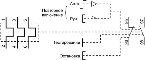 реле электротепловое РТИ IEK - схема электрическая