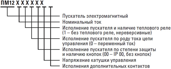пускатель электромагнитный EKF ПМ12 Basic - расшифровка условных обозначений