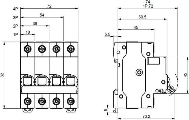 автомат Systeme Electric серии City9 Set - размеры