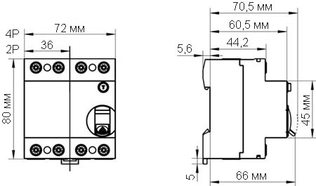 выключатель дифференциальный Systeme Electric City9 Set - размеры