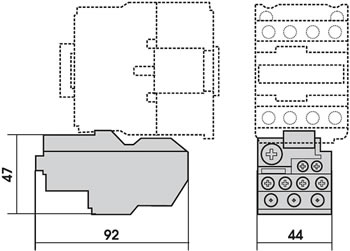 реле тепловое РТЭ EKF PROxima для установки на КМЭ 9-18А - размер