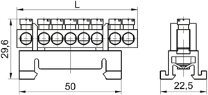 шина N "ноль" ШНИ IEK на DIN-изоляторе типа "Стойка" - размеры
