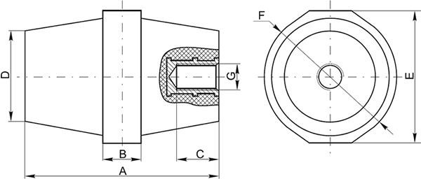 изолятор силовой SM IEK с болтом - размеры