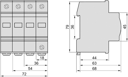 Размеры ограничителя спереди и сбоку