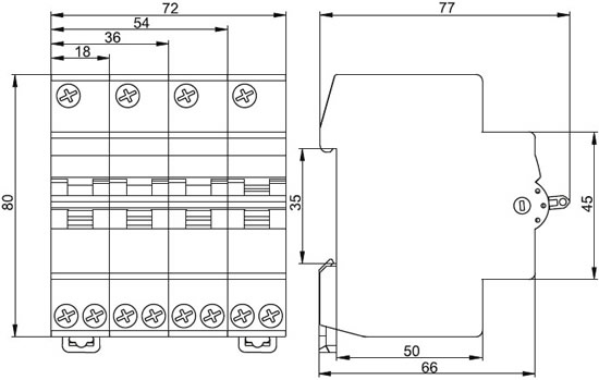 выключатель нагрузки 3-позиционный ВРТ-63 IEK - размеры