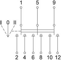 выключатель нагрузки 3-позиционный ВРТ-63 3Р IEK - схема электрическая