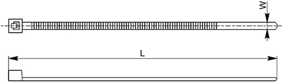 cтяжка кабельная нейлоновая WRline - размеры