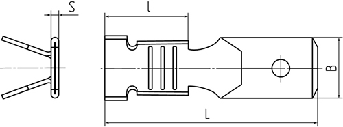 разъем плоский неизолированный РП-П КВТ - размеры