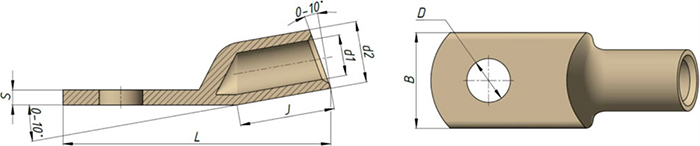 наконечник медный луженый ТМЛ "ЗЭТАРУС" - размеры
