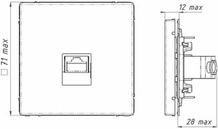розетка компьютерная RJ45 Systeme Electric серии ArtGallery - размеры