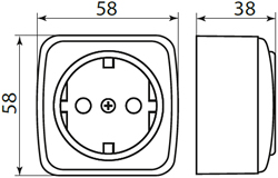 розетка 1-местная EKF "Минск" открытой установки, с з/к, - размеры