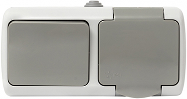 блок розетка 1-местная с з/к + выключатель 1-кл. EKF "Мурманск" - внешний вид