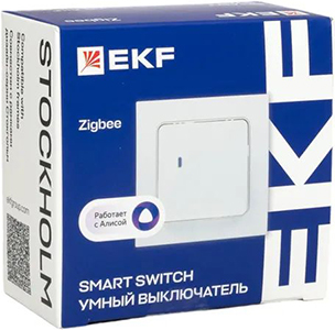 выключатель умный 1-клавишный EKF RCV-ST1-WD-ZB Zigbee "Стокгольм" - упаковка