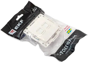 розетка двойная RJ45 EKF EYK02-035-10 "Стокгольм" - упаковка
