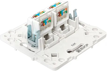 розетка двойная RJ45 EKF EYK02-035-10 "Стокгольм" - вид с тыльной стороны