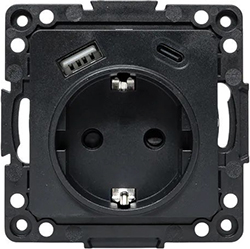 розетка 1-местная EKF EZR16-2USB-typeA-typeC "Стокгольм" - внешний вид