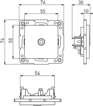 розетка ТВ проходная EKF "Стокгольм" - размеры