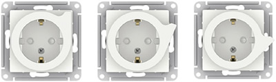 розетка 1-местная Systeme Electric AtlasDesign, з/к + шторки, с выталкивателем - внешний вид