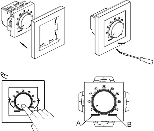 термостат электронный Systeme Electric AtlasDesign теплого пола, с датчиком, - установка
