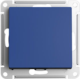 выключатель 1-клавишный Systeme Electric AtlasDesign, с самовозвратом, аквамарин - внешний вид