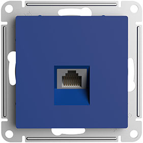 розетка компьютерная 1-местная RJ45 Systeme Electric AtlasDesign, аквамарин - внешний вид