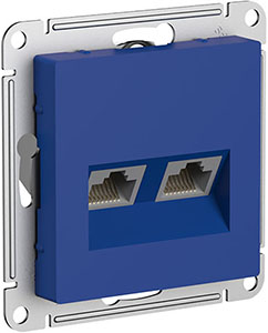 розетка компьютерная 2-местная RJ45 Systeme Electric AtlasDesign, аквамарин - внешний вид