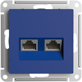 розетка компьютерная 2-местная RJ45 Systeme Electric AtlasDesign, аквамарин - внешний вид