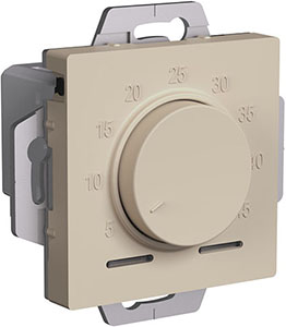 термостат электронный Systeme Electric AtlasDesign теплого пола, с датчиком, песочный - внешний вид