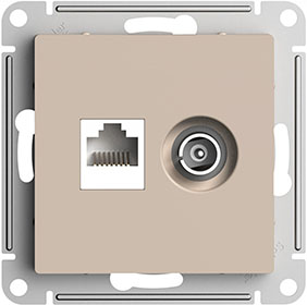 розетка RJ45 кат.5E + TV оконченая Systeme Electric AtlasDesign, песочный - внешний вид