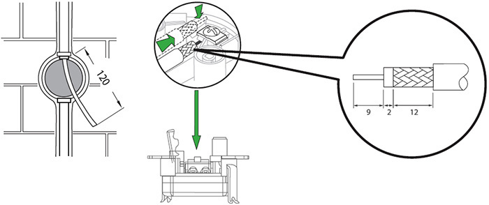 розетка ТВ проходная Systeme Electric AtlasDesign - подключение